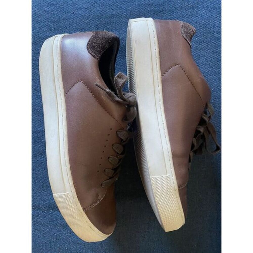 J/Slides NYC Brown Leather Low‎ Top Sneakers Mens Size 8 Lace Up Platform Sole